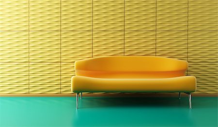 simsearch:600-06808778,k - pop-art 3d interior with yellow couch and yellow wall Stock Photo - Budget Royalty-Free & Subscription, Code: 400-03942108