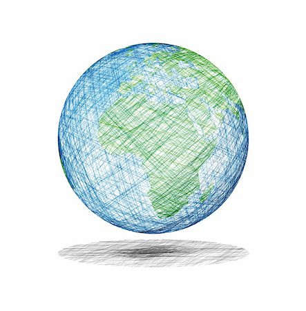 sketch style world globe on white surface Stock Photo - Budget Royalty-Free & Subscription, Code: 400-03942288