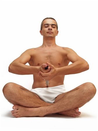 simsearch:400-04069782,k - isolated man on white background yoga position Stock Photo - Budget Royalty-Free & Subscription, Code: 400-03942546