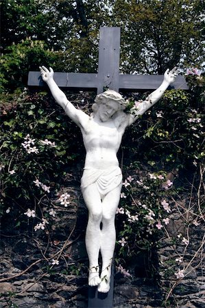 shrubs with thorns flower - a statue of the crucifiction Stock Photo - Budget Royalty-Free & Subscription, Code: 400-03942806