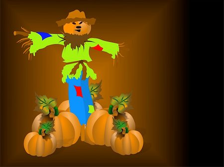 scarecrow farm - Pumpkin head scarecrow standing guard over several other pumpkins Stock Photo - Budget Royalty-Free & Subscription, Code: 400-03943016