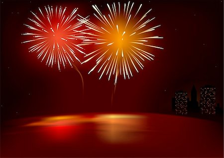 simsearch:600-05854217,k - Red Fireworks - Detailed and colored vector illustration with special lightning effects. Photographie de stock - Aubaine LD & Abonnement, Code: 400-03943055