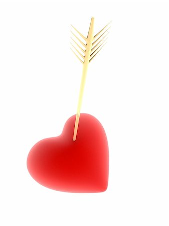 simsearch:400-03954598,k - 3d rendered illustration of a red heart hit by a golden arrow Photographie de stock - Aubaine LD & Abonnement, Code: 400-03954559