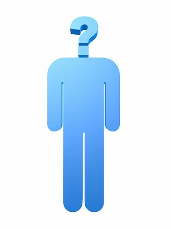 3d rendered illustration of a blue man sign with question mark Stock Photo - Budget Royalty-Free & Subscription, Code: 400-03954721