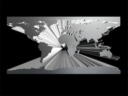 3d rendered illustration of a silver world map on a black background Foto de stock - Super Valor sin royalties y Suscripción, Código: 400-03954740