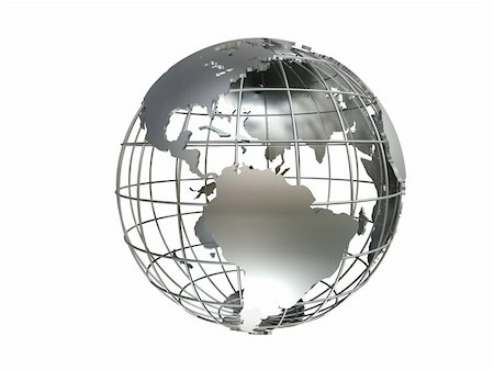 simsearch:400-03947973,k - 3d rendered illustration of a silver globe model Photographie de stock - Aubaine LD & Abonnement, Code: 400-03954833
