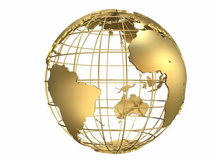 simsearch:859-08384610,k - 3d rendered illustration of a golden metal globe Stock Photo - Budget Royalty-Free & Subscription, Code: 400-03954864