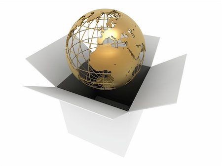 simsearch:859-08384610,k - 3d rendered illustration of a golden globe in a grey box Stock Photo - Budget Royalty-Free & Subscription, Code: 400-03954868