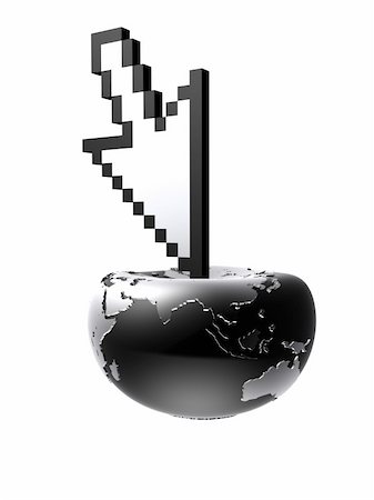 simsearch:400-04774467,k - 3d rendered illustration of a cursor on a globe Foto de stock - Super Valor sin royalties y Suscripción, Código: 400-03954878