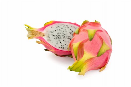 Pink-skinned pitahaya with clipping path on white background Stock Photo - Budget Royalty-Free & Subscription, Code: 400-03955902