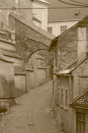 european buildings black and white - Steps Passage in Sibiu, Romania. Stock Photo - Budget Royalty-Free & Subscription, Code: 400-03955984