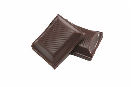 Two segments of chocolate on a white background Stockbilder - Microstock & Abonnement, Bildnummer: 400-03956101