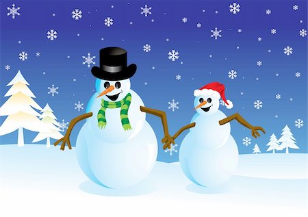 snowmen backgrounds - Snowman´s family Stock Photo - Budget Royalty-Free & Subscription, Code: 400-03956156