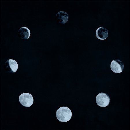 sequence of the arrangement of the moon - moon phases collage arranged in a circle Stock Photo - Budget Royalty-Free & Subscription, Code: 400-03956343