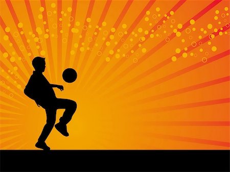 football players dirt - Black defender footballer vector orange background illustration Stock Photo - Budget Royalty-Free & Subscription, Code: 400-03956642