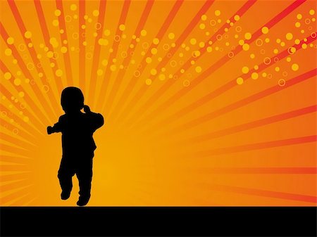 Child vector orange background illustration Stock Photo - Budget Royalty-Free & Subscription, Code: 400-03956652