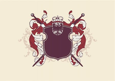 en forma de escudo - An heraldic shield or badge, blank so you can add your own images.  Vector illustration Foto de stock - Super Valor sin royalties y Suscripción, Código: 400-03956848
