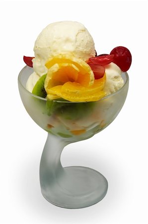 simsearch:824-07586323,k - white ice cream decorated with fresh fruits, isolated on white Stockbilder - Microstock & Abonnement, Bildnummer: 400-03956938