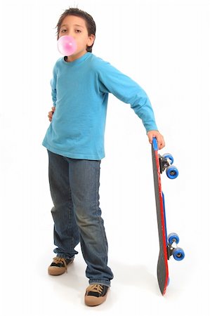 simsearch:700-00182602,k - Bubble gum boy holding a skate. Look at my galery for more pictures of this model Photographie de stock - Aubaine LD & Abonnement, Code: 400-03957184