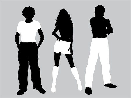 Silhouettes of hipster young people Stock Photo - Budget Royalty-Free & Subscription, Code: 400-03957258