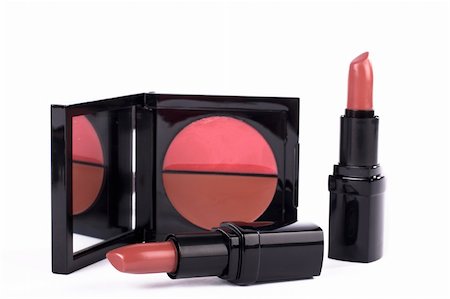 simsearch:670-03709960,k - Detail of assortment of makeup.  Macro shot on white background. Shallow depth of field Foto de stock - Super Valor sin royalties y Suscripción, Código: 400-03957482