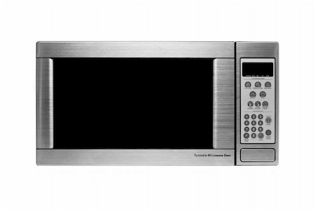 microwave oven shot over white, modern stainless steel design Stock Photo - Budget Royalty-Free & Subscription, Code: 400-03957886