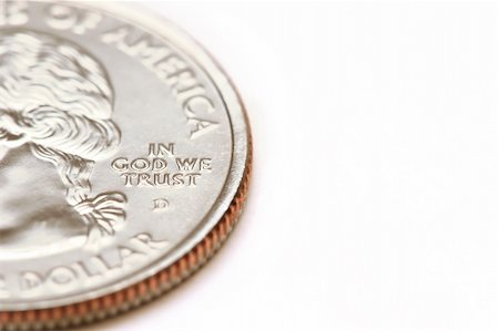 american quarter dollar macro - in god we trust, over white Photographie de stock - Aubaine LD & Abonnement, Code: 400-03957883