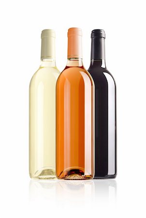 three bottles of wine with paths on white background Photographie de stock - Aubaine LD & Abonnement, Code: 400-03957898