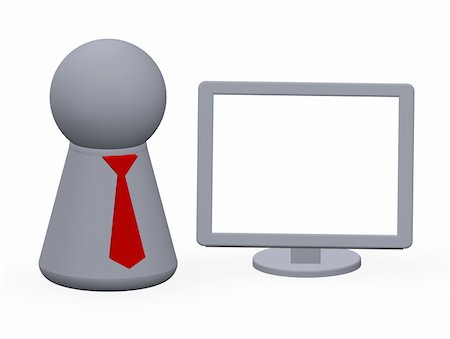 schreibtischablage - blank lcd monitor and play figure businessman Foto de stock - Super Valor sin royalties y Suscripción, Código: 400-03957942