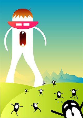 Vector Illustration with a giant monster and mini monsters. Stock Photo - Budget Royalty-Free & Subscription, Code: 400-03957995