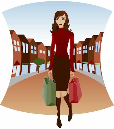 errand - Shopping downtown with bags in hand - Fall/Winter colors and Holiday colored bags Stock Photo - Budget Royalty-Free & Subscription, Code: 400-03958073