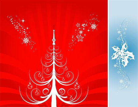 simsearch:400-03908512,k - Abstract christmas background with christmas tree & mistletoe, element for design, vector illustration Photographie de stock - Aubaine LD & Abonnement, Code: 400-03959881