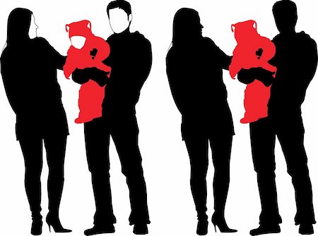 simsearch:400-05296665,k - Vector illustration of new happy family. Father holding his child and talking with his beautiful wife Fotografie stock - Microstock e Abbonamento, Codice: 400-03950135