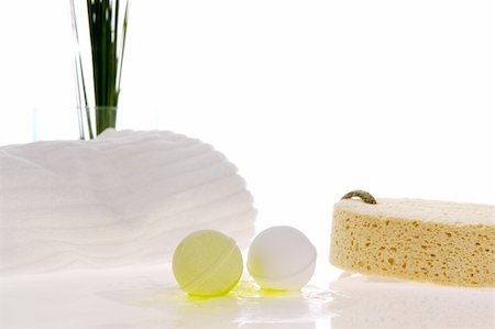 Bath balls, towel and sponge Stock Photo - Budget Royalty-Free & Subscription, Code: 400-03950259