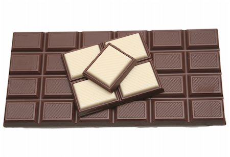 Tile of tasty chocolate on a white background Stockbilder - Microstock & Abonnement, Bildnummer: 400-03950794