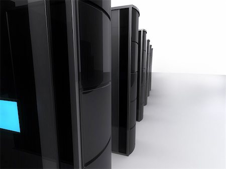 data center walking - 3d rendered illustration of servers standing in line Stock Photo - Budget Royalty-Free & Subscription, Code: 400-03950853