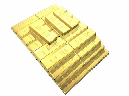 simsearch:600-00044631,k - 3d rendered illustration from packs of gold bars Stock Photo - Budget Royalty-Free & Subscription, Code: 400-03950874