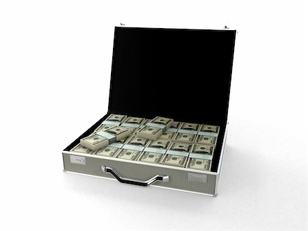 3d rendered illustration of a black money case with many dollar notes Photographie de stock - Aubaine LD & Abonnement, Code: 400-03950876