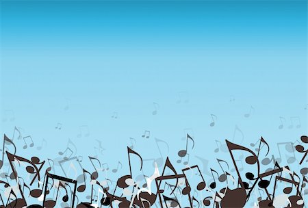 Musical notes on a blue background Stock Photo - Budget Royalty-Free & Subscription, Code: 400-03950988