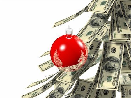 simsearch:400-04392041,k - Dollars notes maden as Christmass tree against white background Foto de stock - Royalty-Free Super Valor e Assinatura, Número: 400-03951030