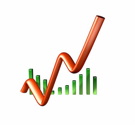 a business chart with a red curve and green blocks as icon Stock Photo - Budget Royalty-Free & Subscription, Code: 400-03951049