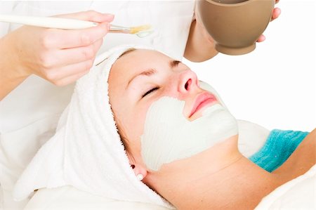 facial mask brush - A detail image of a green apple mask being applied at a beauty spa. Stock Photo - Budget Royalty-Free & Subscription, Code: 400-03951198