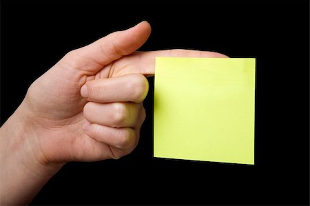 simsearch:695-05776851,k - A blank sticky note stuck to a hand - remember this Foto de stock - Super Valor sin royalties y Suscripción, Código: 400-03951240