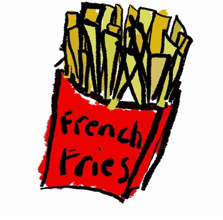 drawing fast food box - A childlike drawing of a box of french fries Stock Photo - Budget Royalty-Free & Subscription, Code: 400-03951387