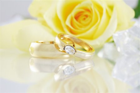 Wedding still life with beautiful golden rings Stock Photo - Budget Royalty-Free & Subscription, Code: 400-03951815