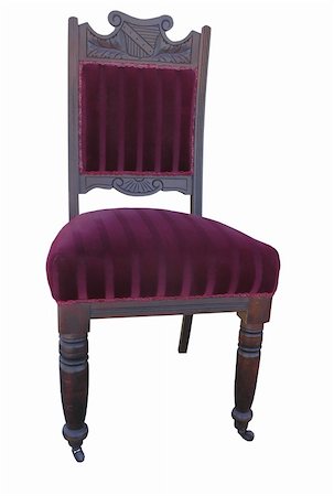 simsearch:700-02833229,k - An Antique Velvet Chair isolated with clipping path Foto de stock - Royalty-Free Super Valor e Assinatura, Número: 400-03952072