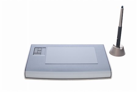simsearch:400-08530598,k - A graphic tablet with pen isolated on white background Stock Photo - Budget Royalty-Free & Subscription, Code: 400-03952126