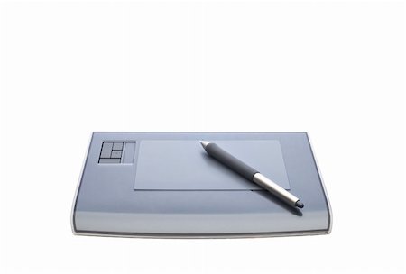 simsearch:400-08530598,k - A graphic tablet with pen isolated on white background Stock Photo - Budget Royalty-Free & Subscription, Code: 400-03952127