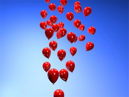 simsearch:693-06379982,k - 3d rendered illustration of flying red balloons Stock Photo - Budget Royalty-Free & Subscription, Code: 400-03952155