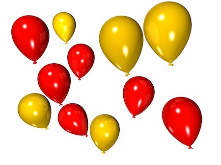 popping balloons - 3d rendered illustration of some red and yellow balloons Stock Photo - Budget Royalty-Free & Subscription, Code: 400-03952168